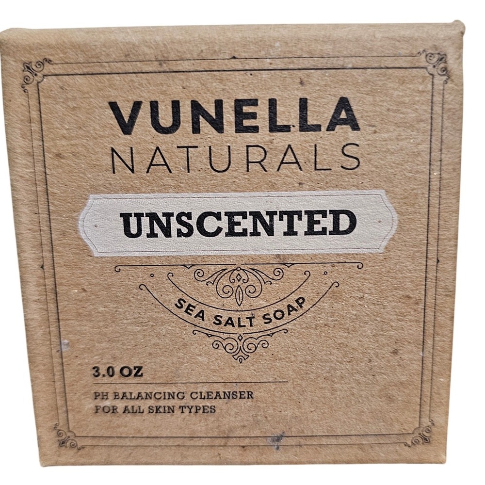 Vunella Unscented‎ Sea Salt Soap Bar Vegan Palm Free Hypoallergenic Made in USA